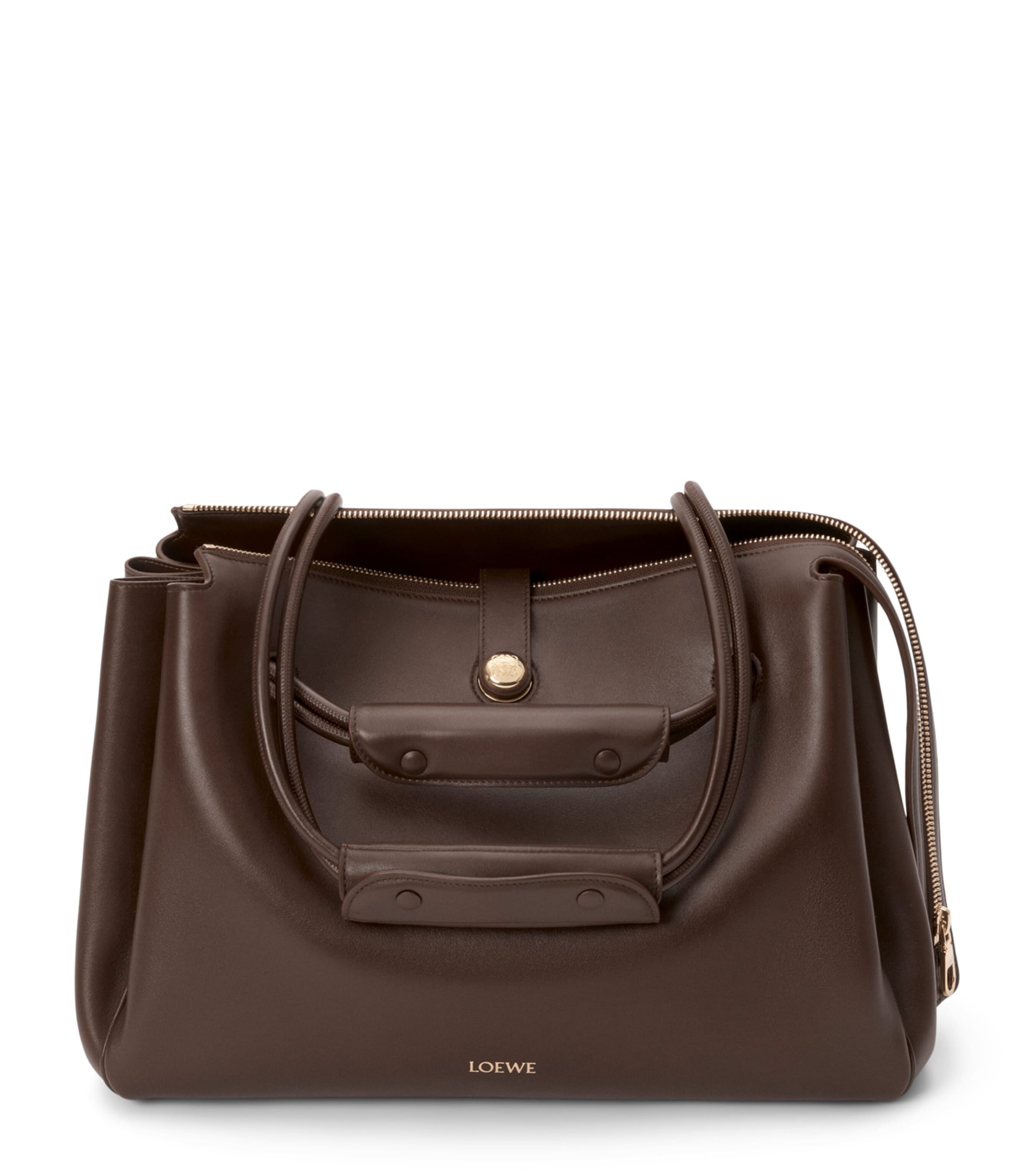 LOEWE Large Grained Leather Madrid Shoulder Bag Dark Chestnut