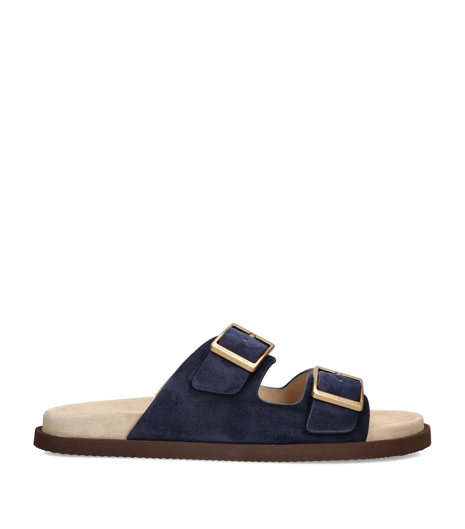 Brunello Cucinelli Suede Buckle-Detail Sandals Navy