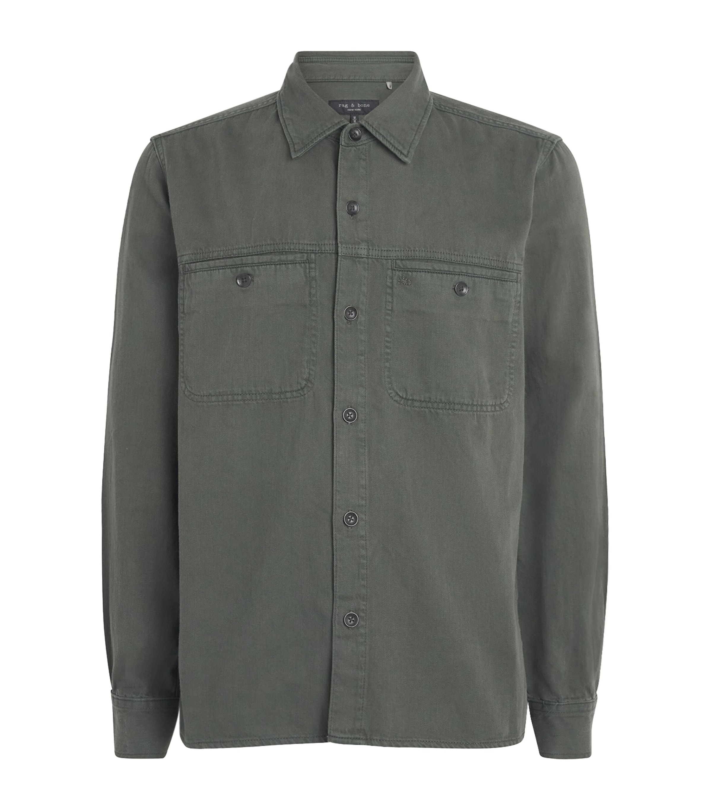 Rag & Bone Mens Workwear Denim Shirt Drkgrn