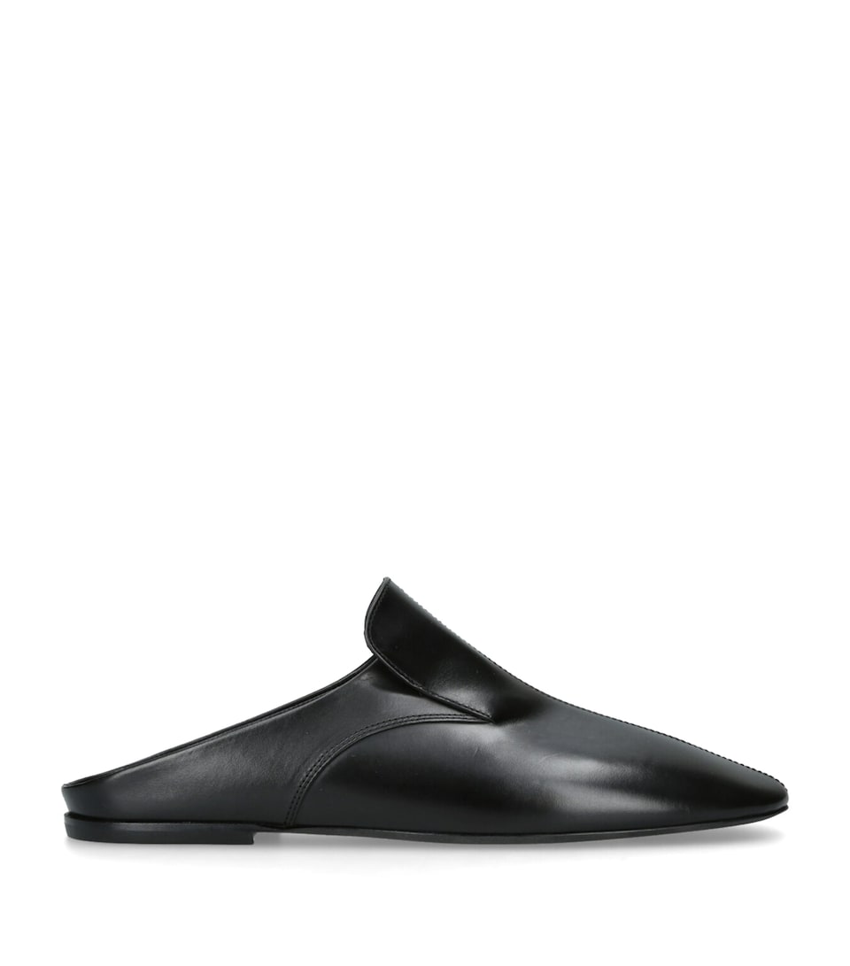 DRIES VAN NOTEN Leather Square-Toe Mules Black