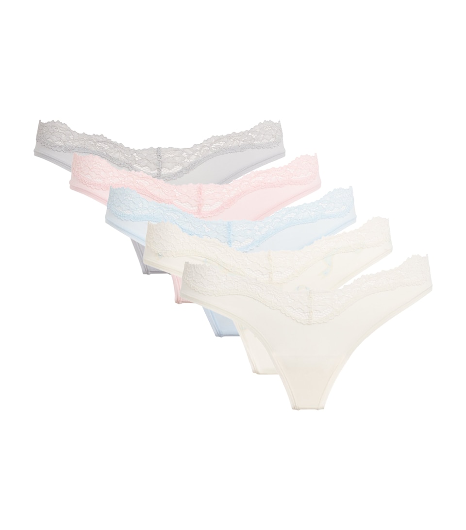 Lace-Trim Fits Everybody Dipped Thongs (Pack of 5)