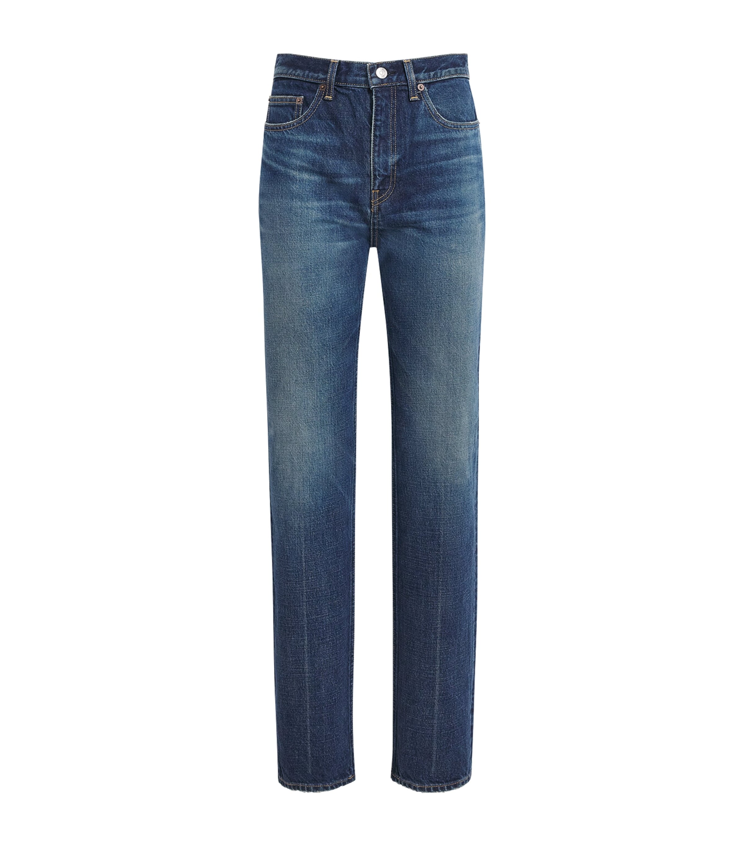 Toteme Womens Straight Jeans Faded Blue