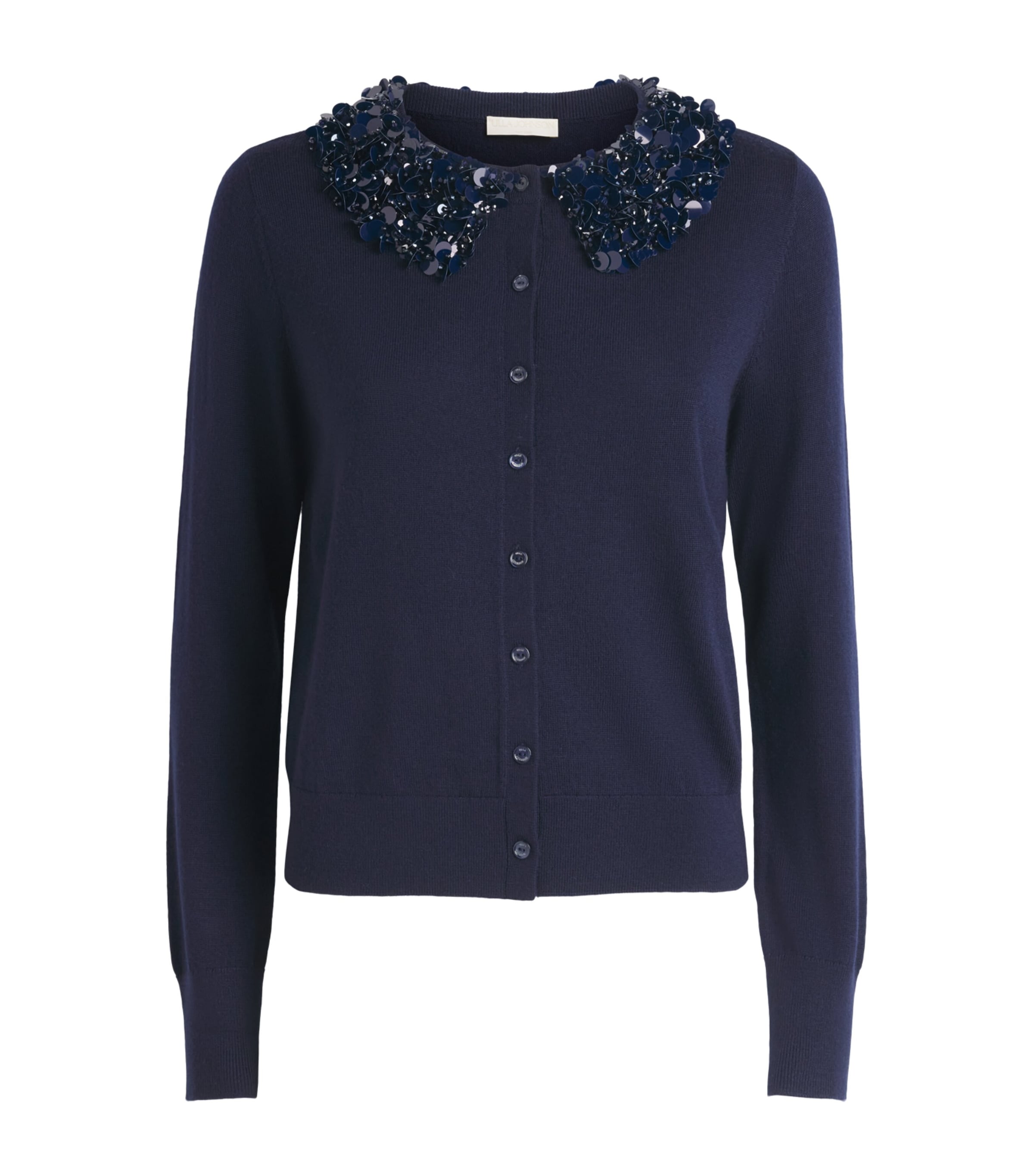 Ulla Johnson Womens Merino Wool Embellished Anna Cardigan Midnight