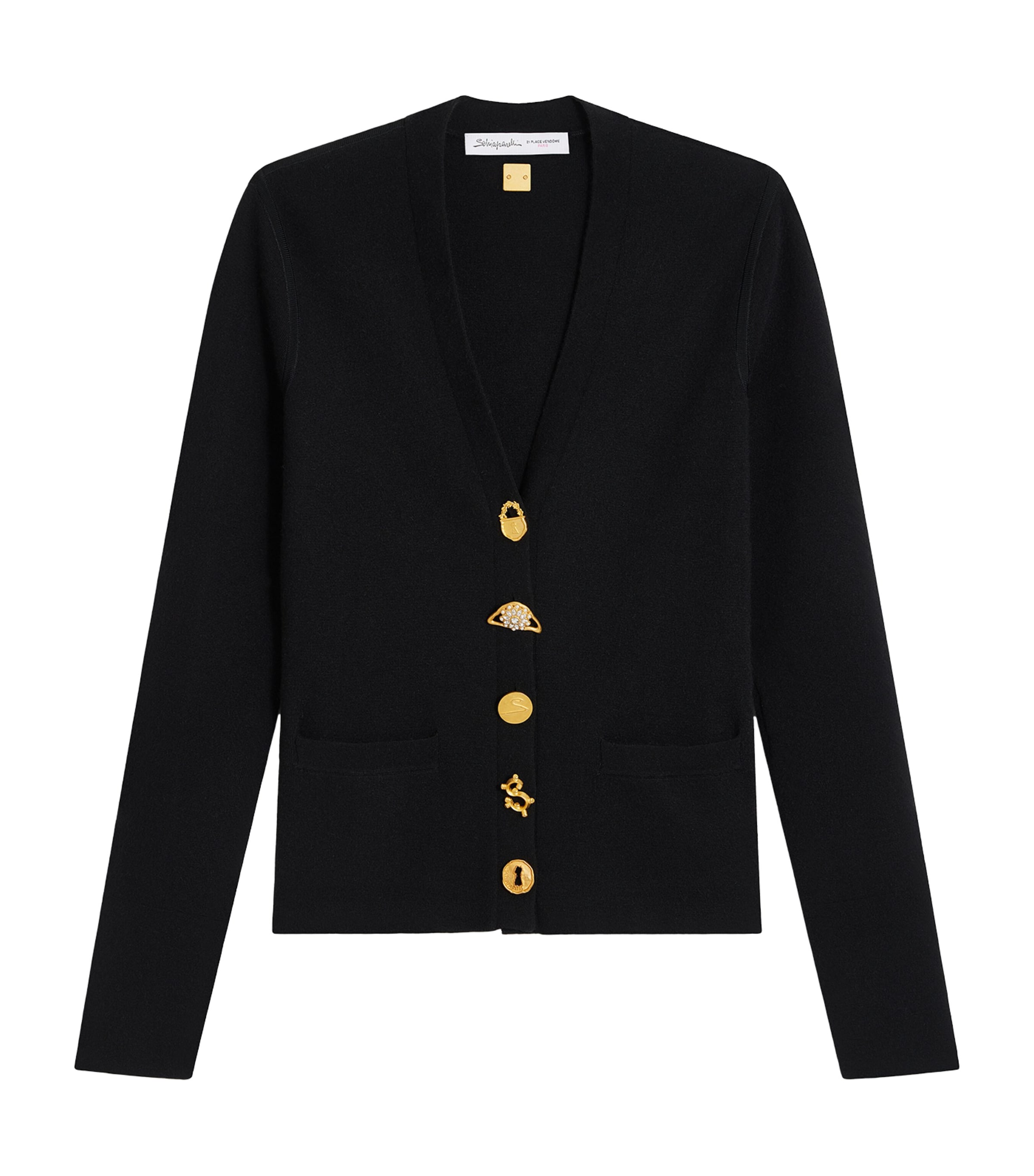 Schiaparelli Womens Cashmere-Blend Anatomy Cardigan Black