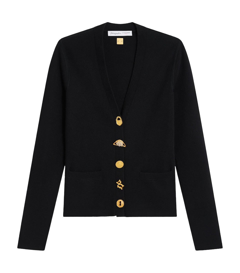 Schiaparelli Womens Cashmere-Blend Anatomy Cardigan Black