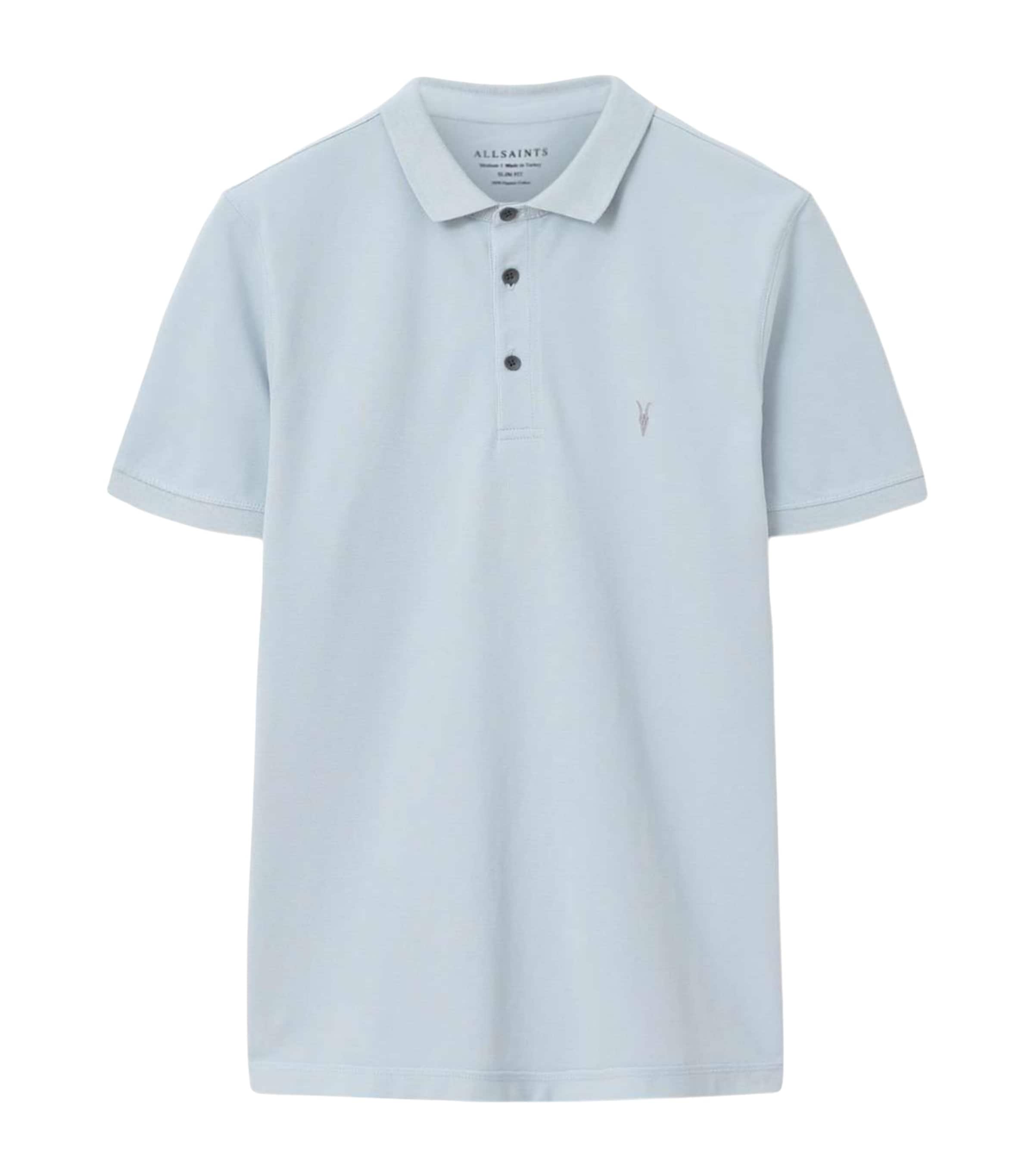 AllSaints Mens Organic Cotton Reform Polo Shirt Misty Blue