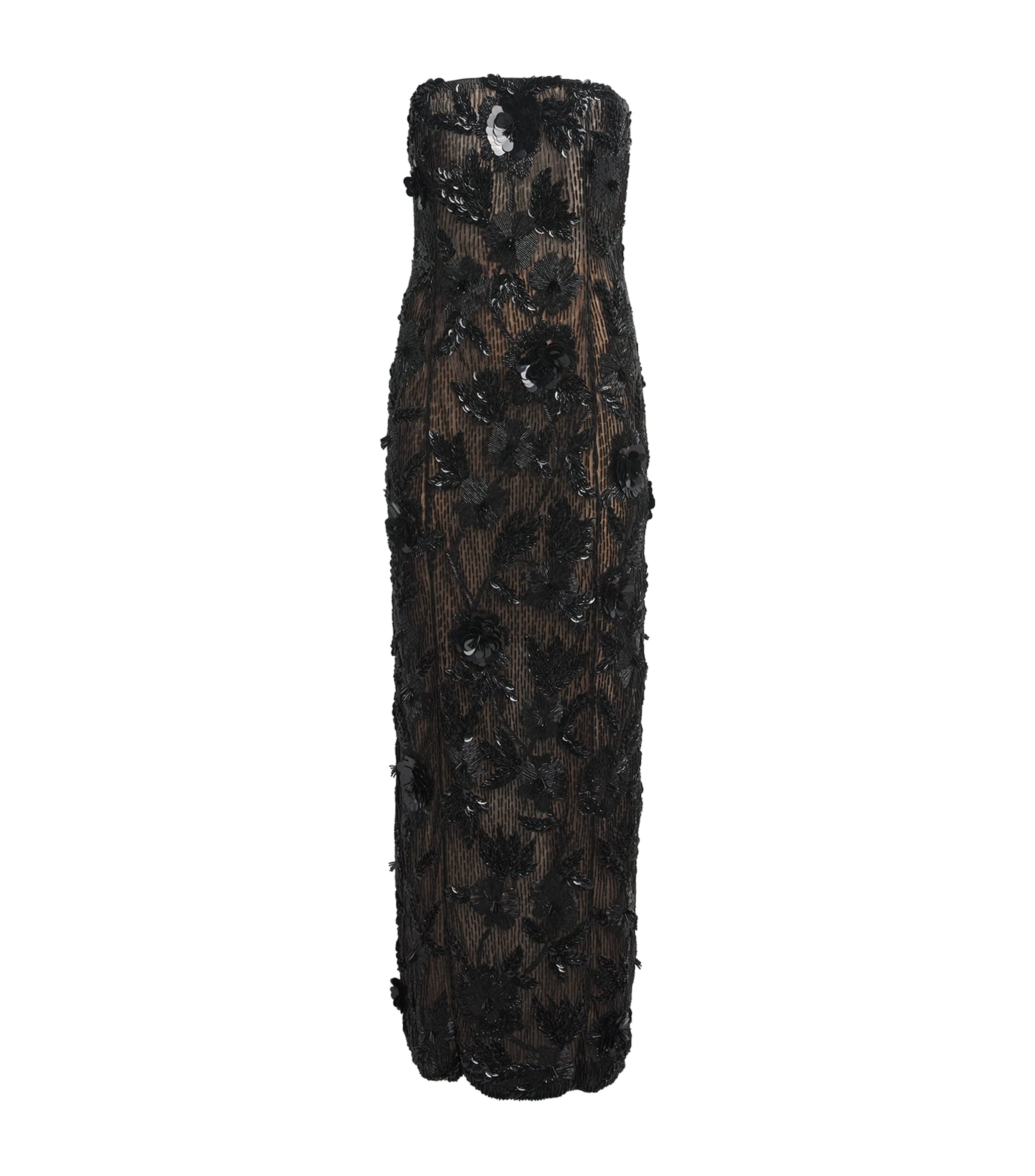 Rachel Gilbert Womens Embellished Pierre Maxi Dress Black