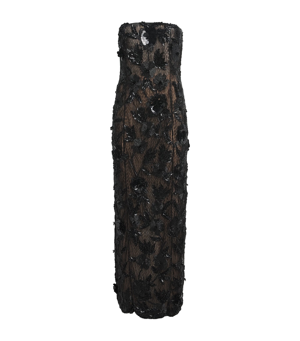 Rachel Gilbert Womens Embellished Pierre Maxi Dress Black