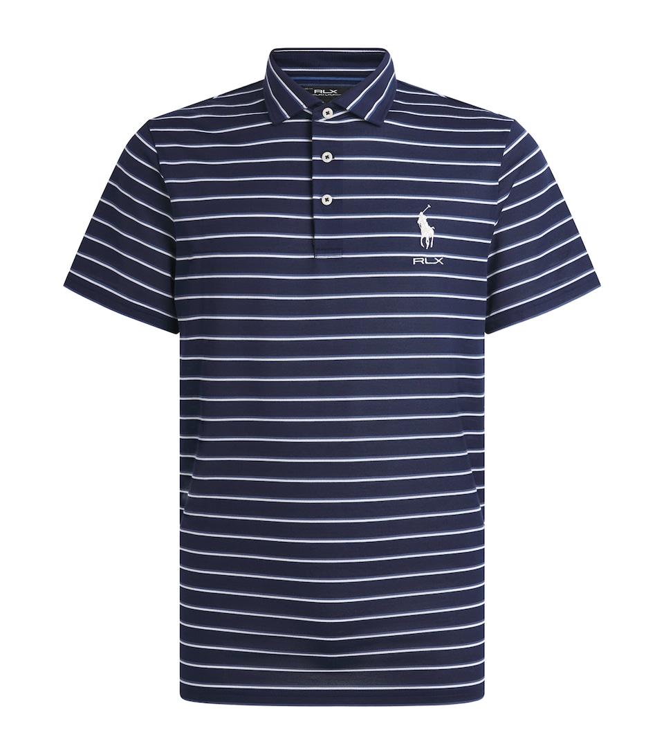 RLX Ralph Lauren Mens Stripe Tour Polo Shirt Old Royal Multi