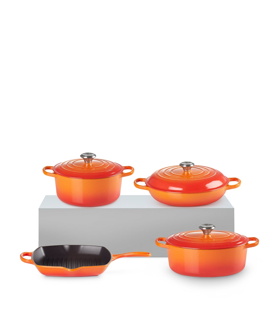 Set of 4 Cast Iron Casserole Dishes and Grillit