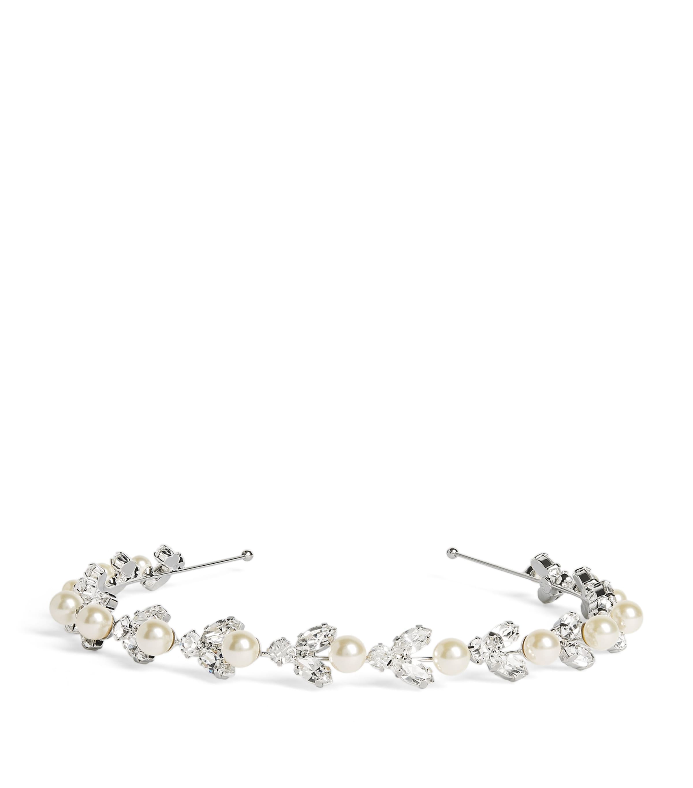 Jennifer Behr Embellished Crystal Peal Kamila Headband Crystal Pearl