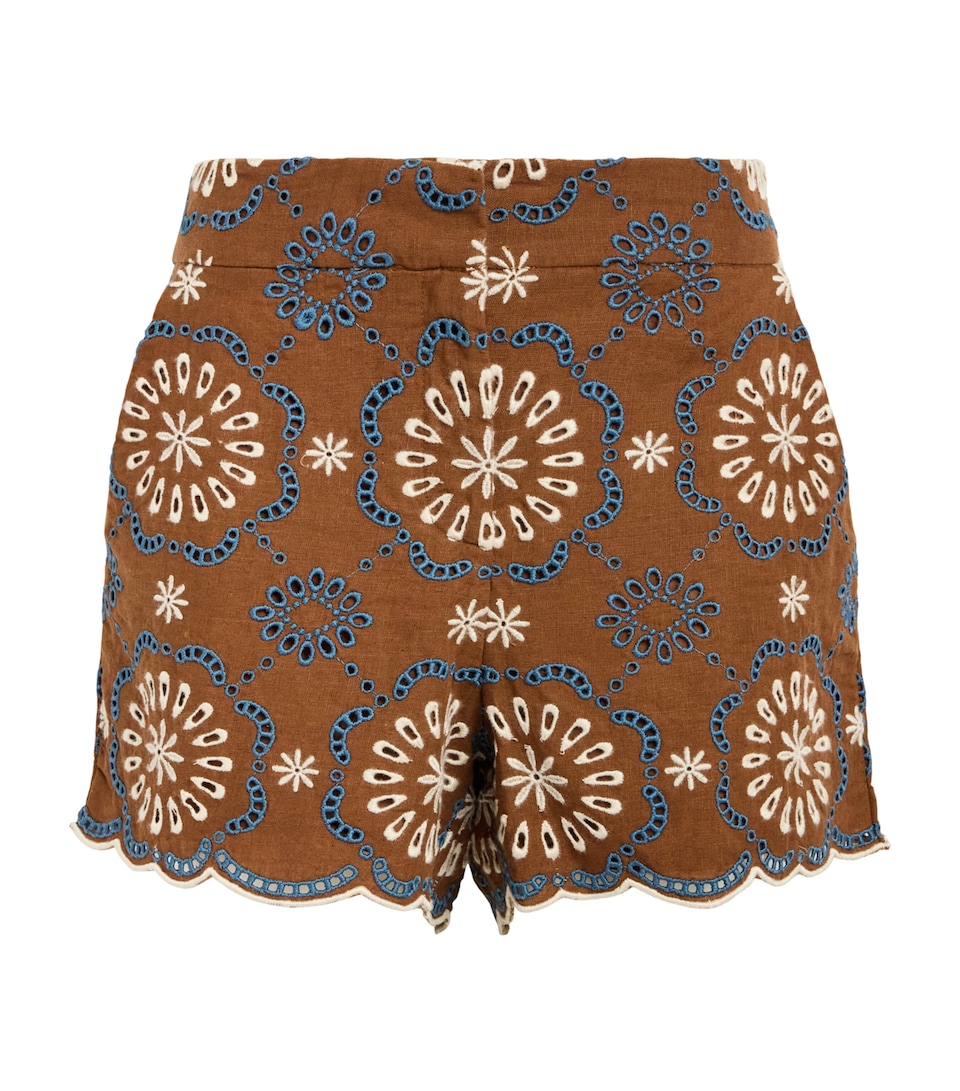 Veronica Beard Womens Linen Allen Shorts Ochre Mlti
