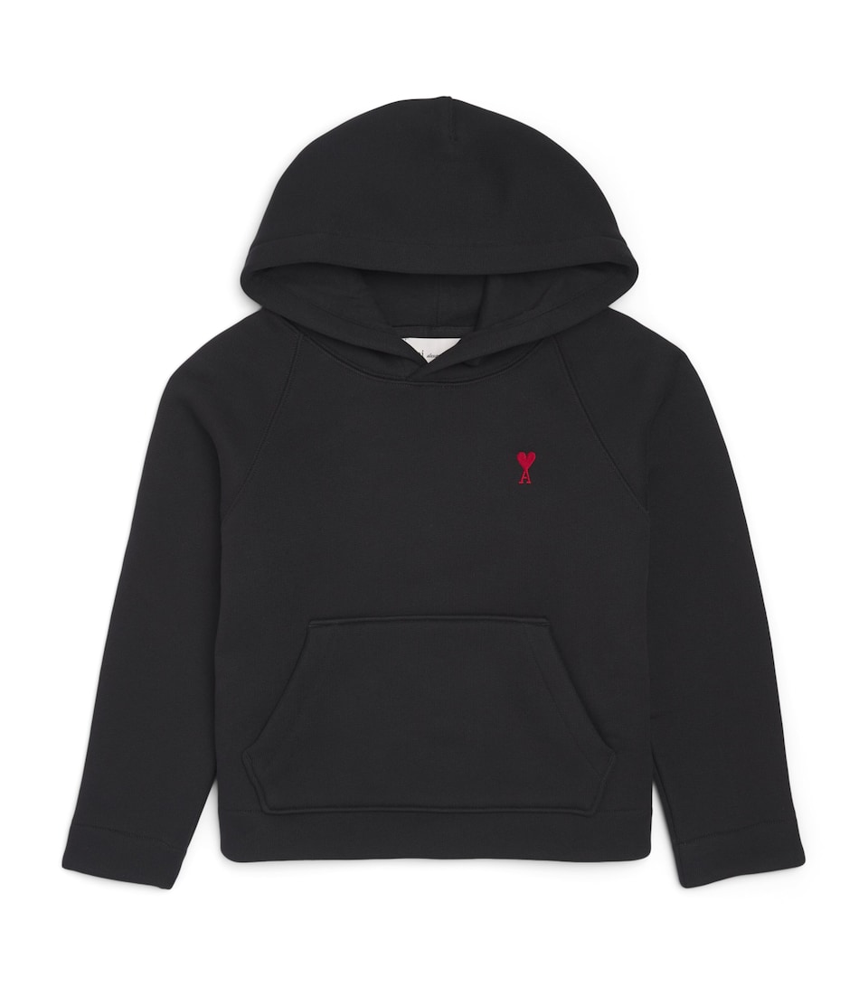 AMI Paris Cotton Ami de Coeur Hoodie (4-12 Years) : Noir