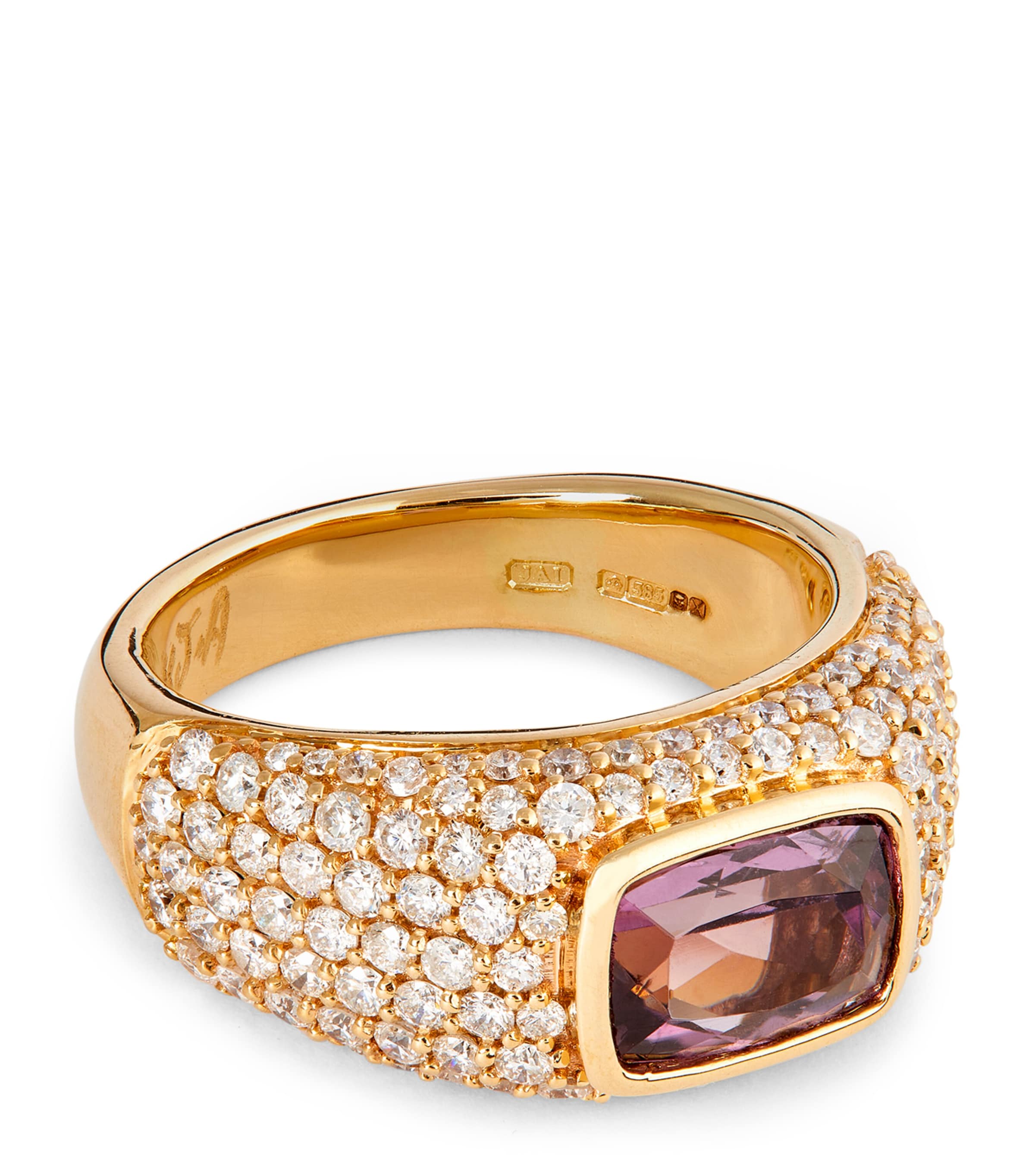 Yellow Gold, Diamond and Kunzite Ring