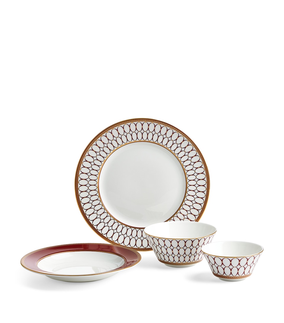 Wedgwood Set of 8 Renaissance Red Dinnerware Pieces Red