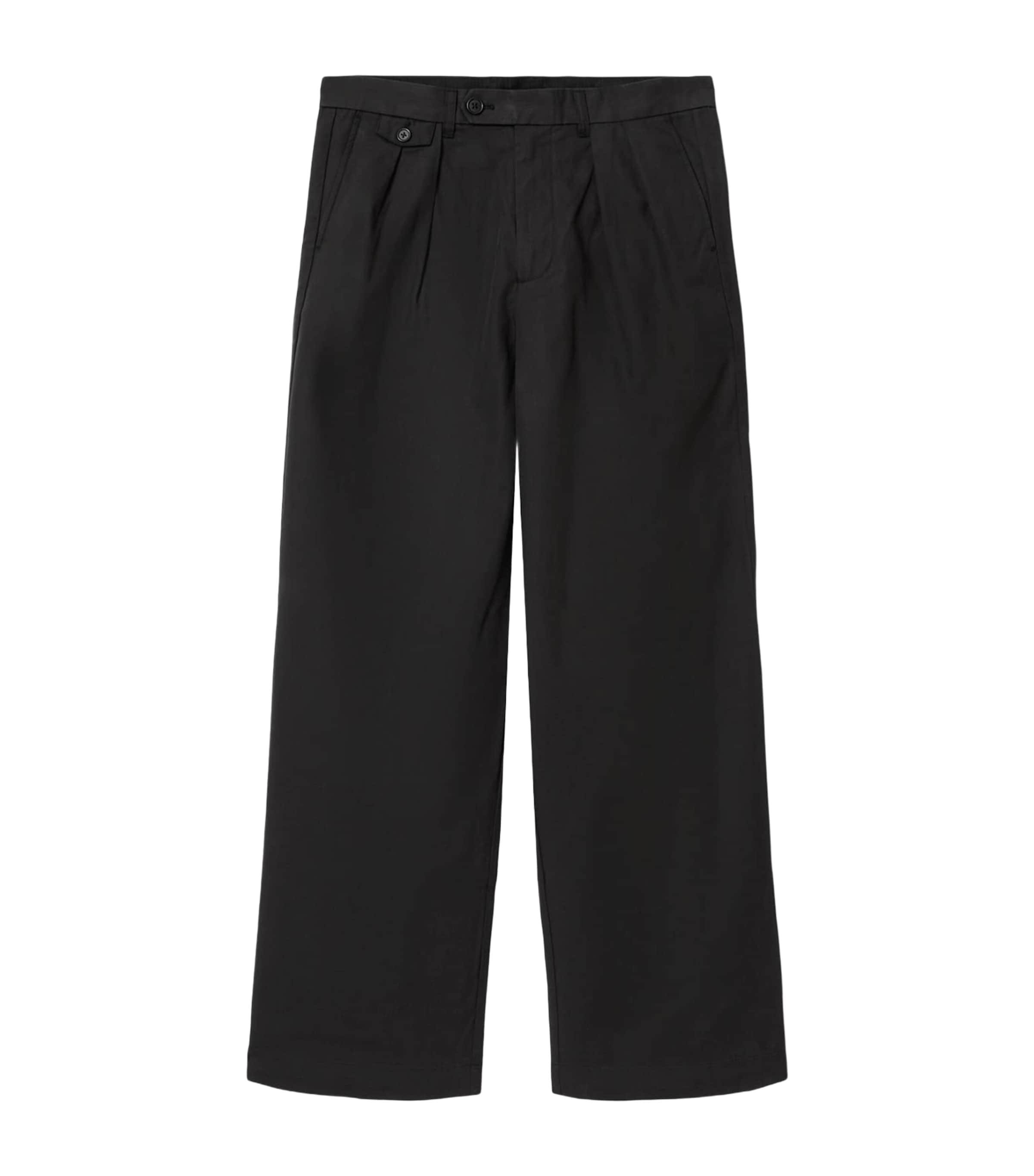 AllSaints Mens Organic Cotton-Blend Conway Wide-Leg Trousers Tanner Black