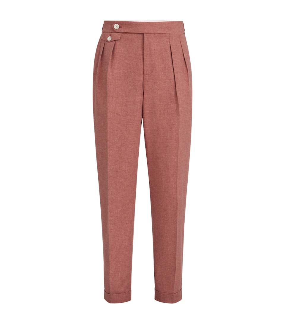 Brunello Cucinelli Mens Wool-Cotton-Silk Tailored Trousers