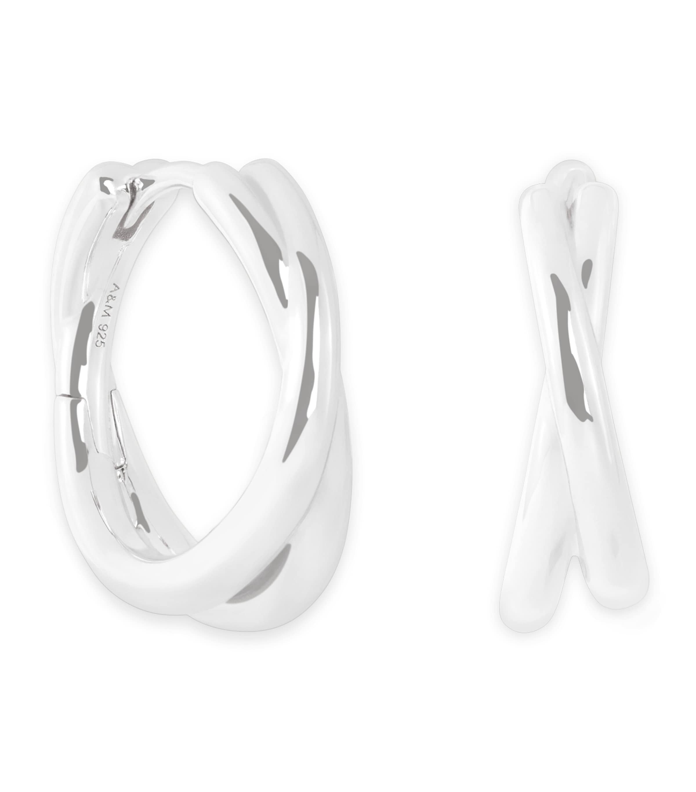 Silver Crossover Illusion Hoop Earrings