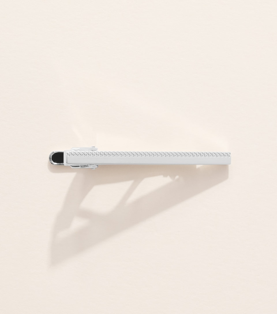Tateossian Textured Tie Clip Silver Colour
