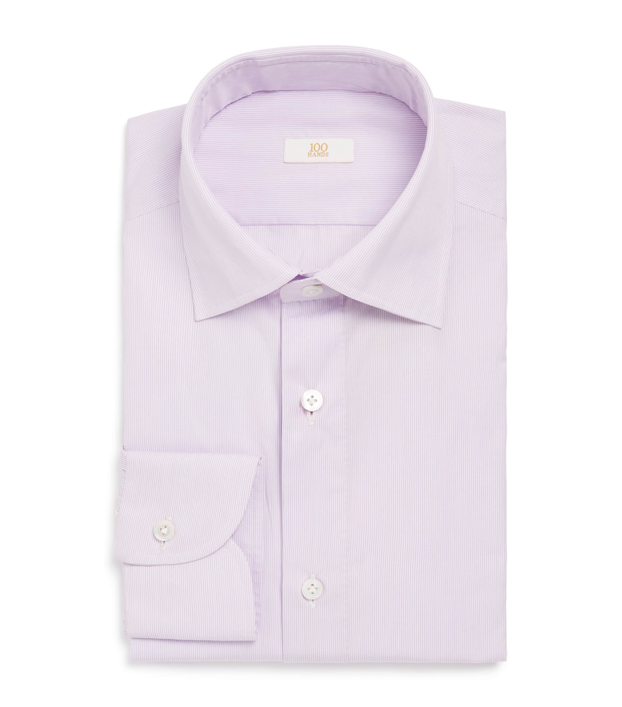 100HANDS Mens Cotton Fine Stripe Shirt Lavender