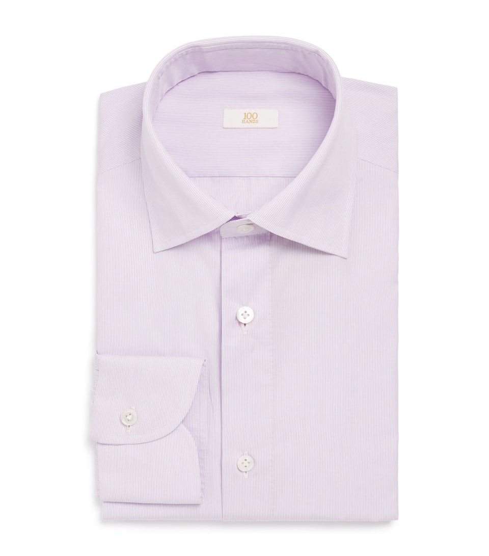100HANDS Mens Cotton Fine Stripe Shirt Lavender