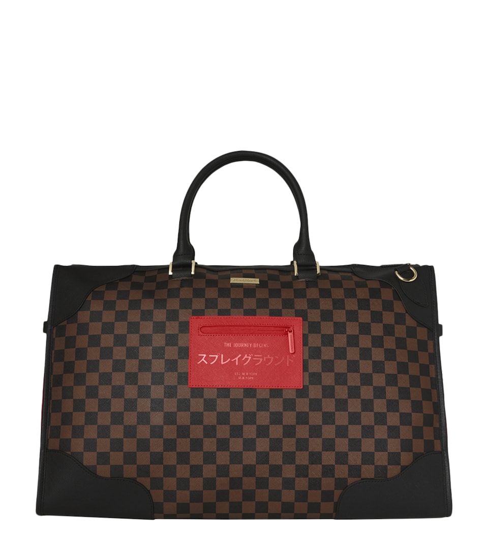 Sprayground Katana Check Boss Pyramid Duffle Bag Red Redemption