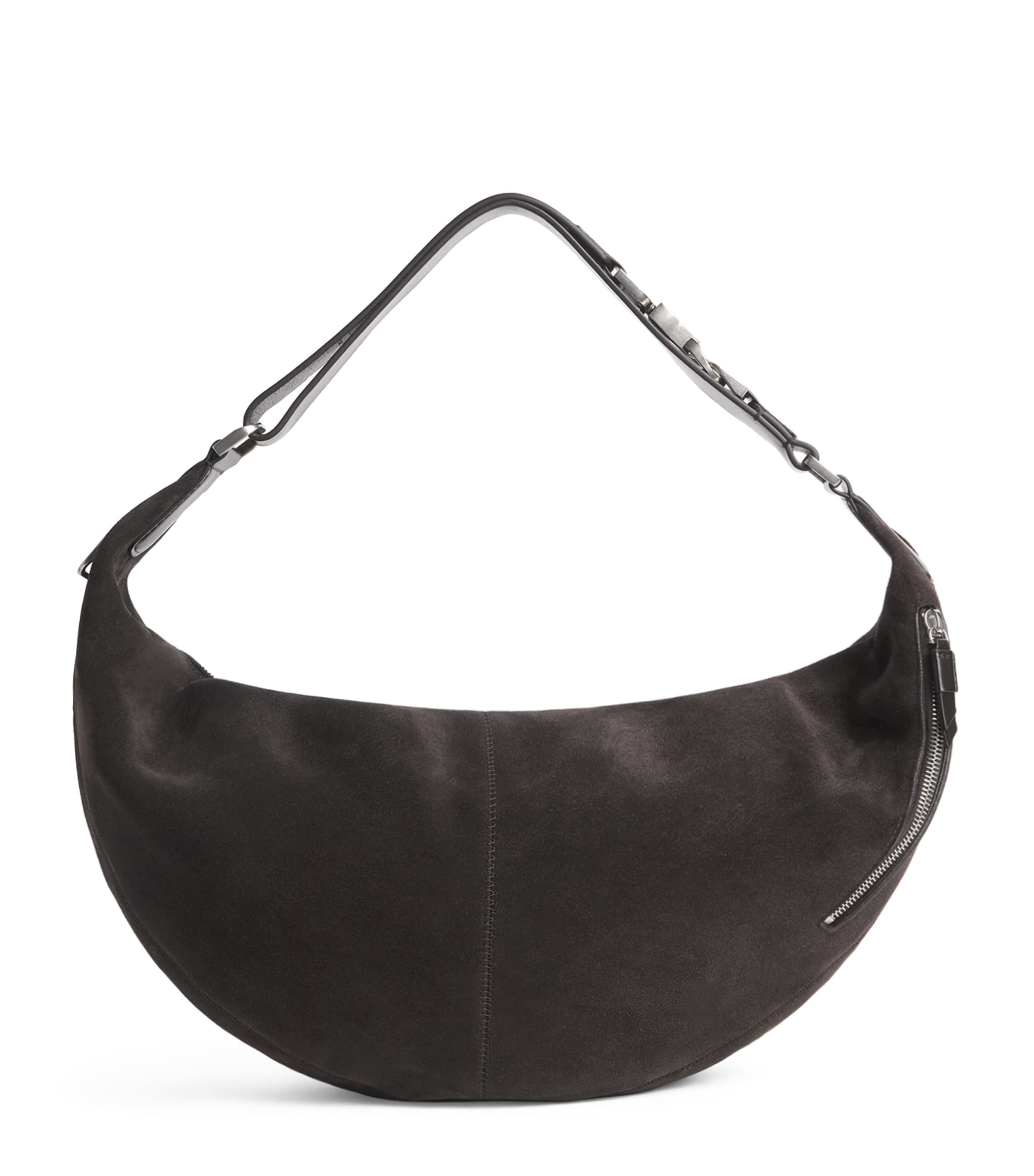 Lemaire Suede Quiver Clip Shoulder Bag Ebony Brown