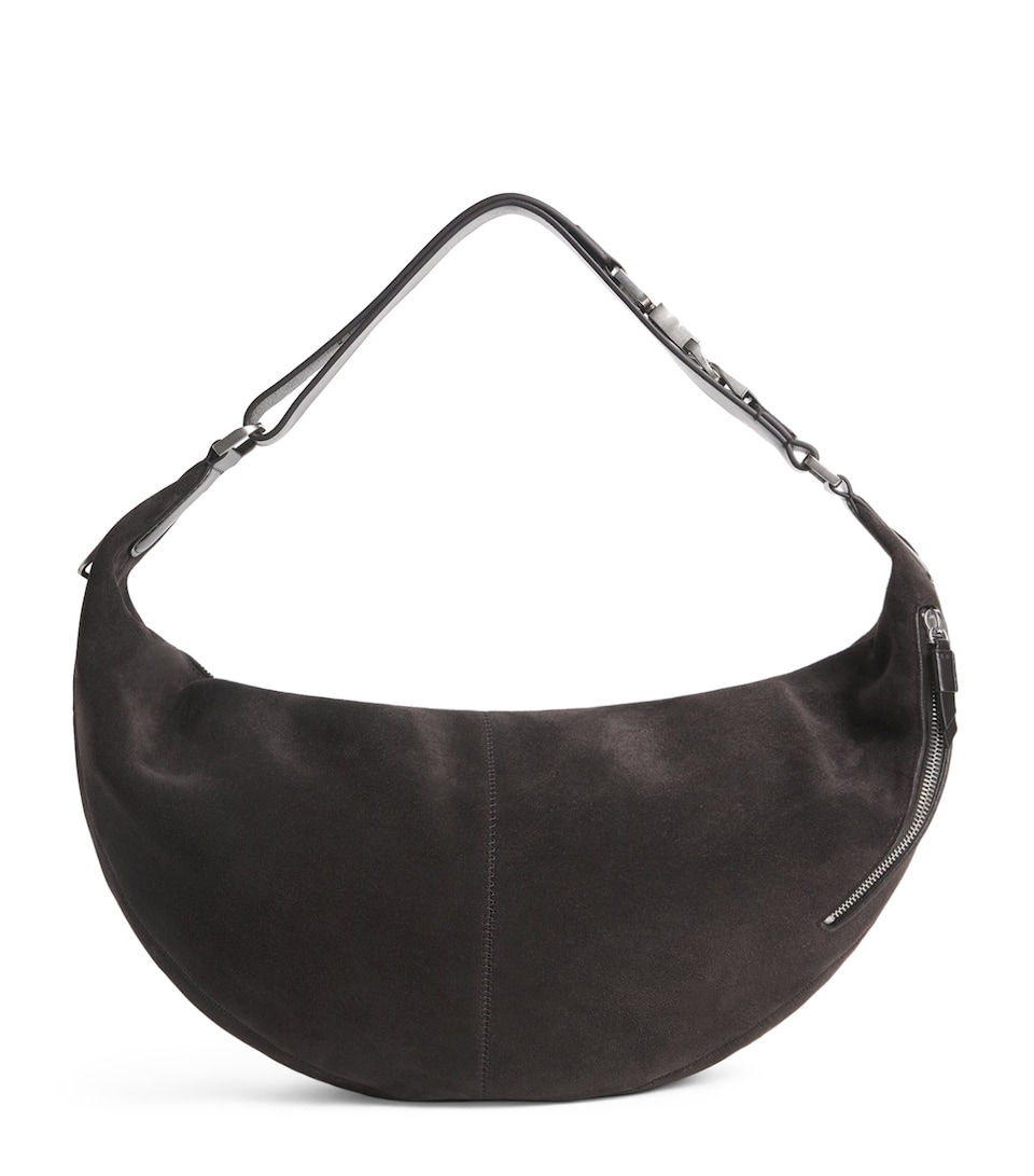 Lemaire Suede Quiver Clip Shoulder Bag Ebony Brown