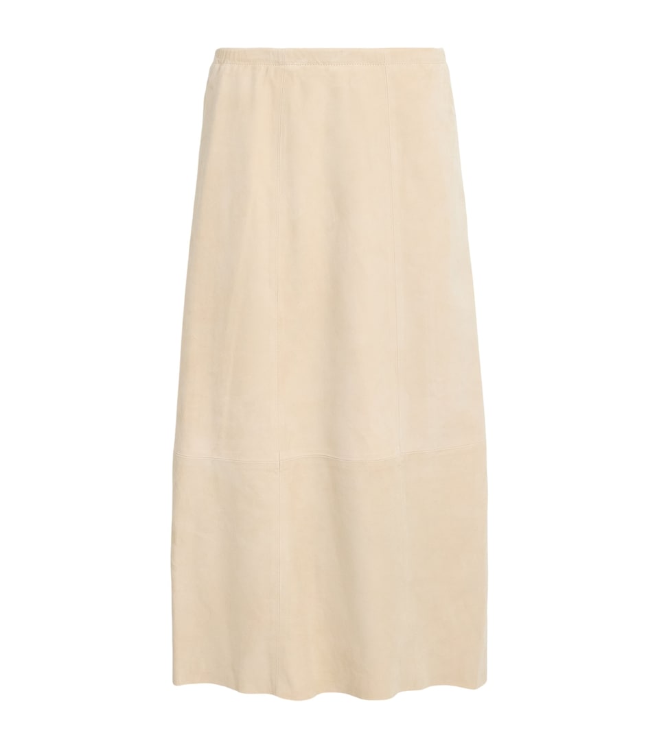 Vince Womens Suede Midi Skirt Sand Beige