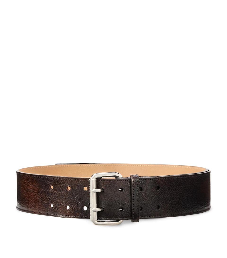Ralph Lauren Collection Distressed Calfskin Belt Vintage Brown