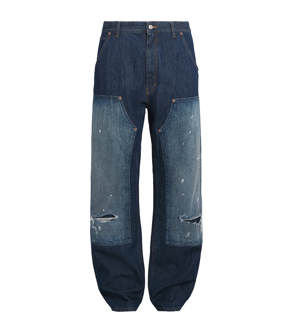 MM6 Maison Margiela Mens Distressed Straight Jeans Blue