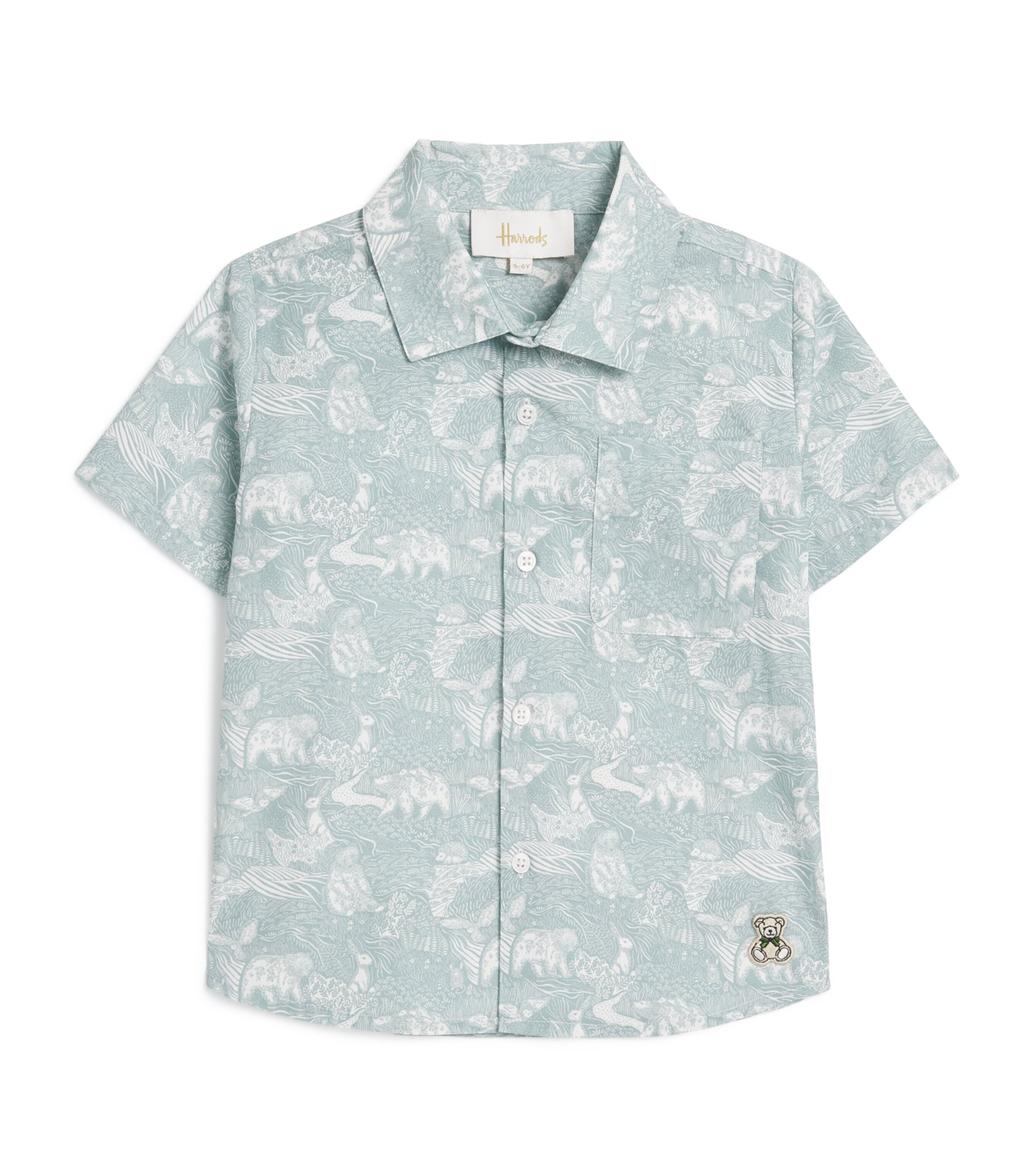 Harrods Cotton Woodland Print Shirt (2-8 Years) Green
