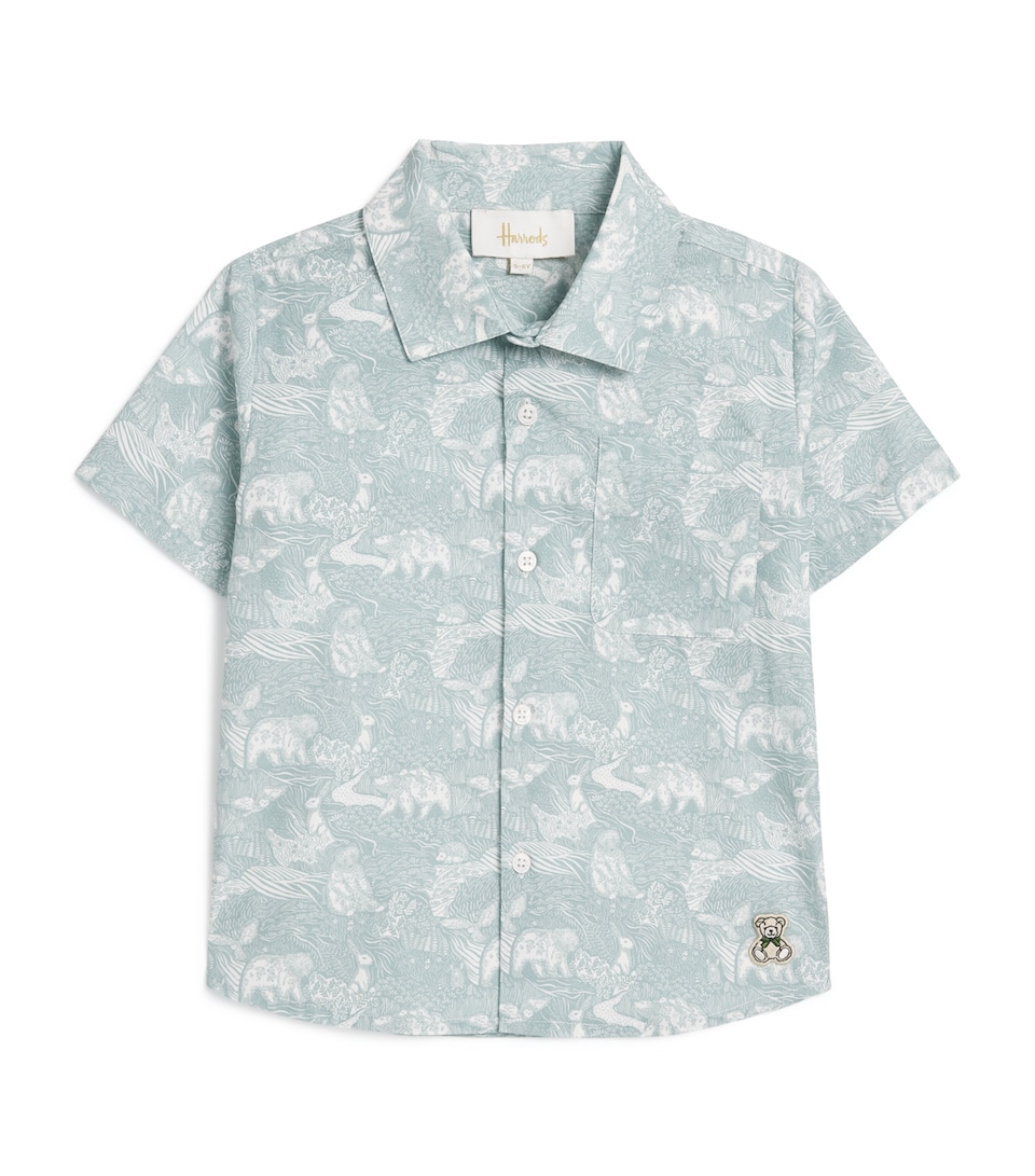 Harrods Cotton Woodland Print Shirt (2-8 Years) Green