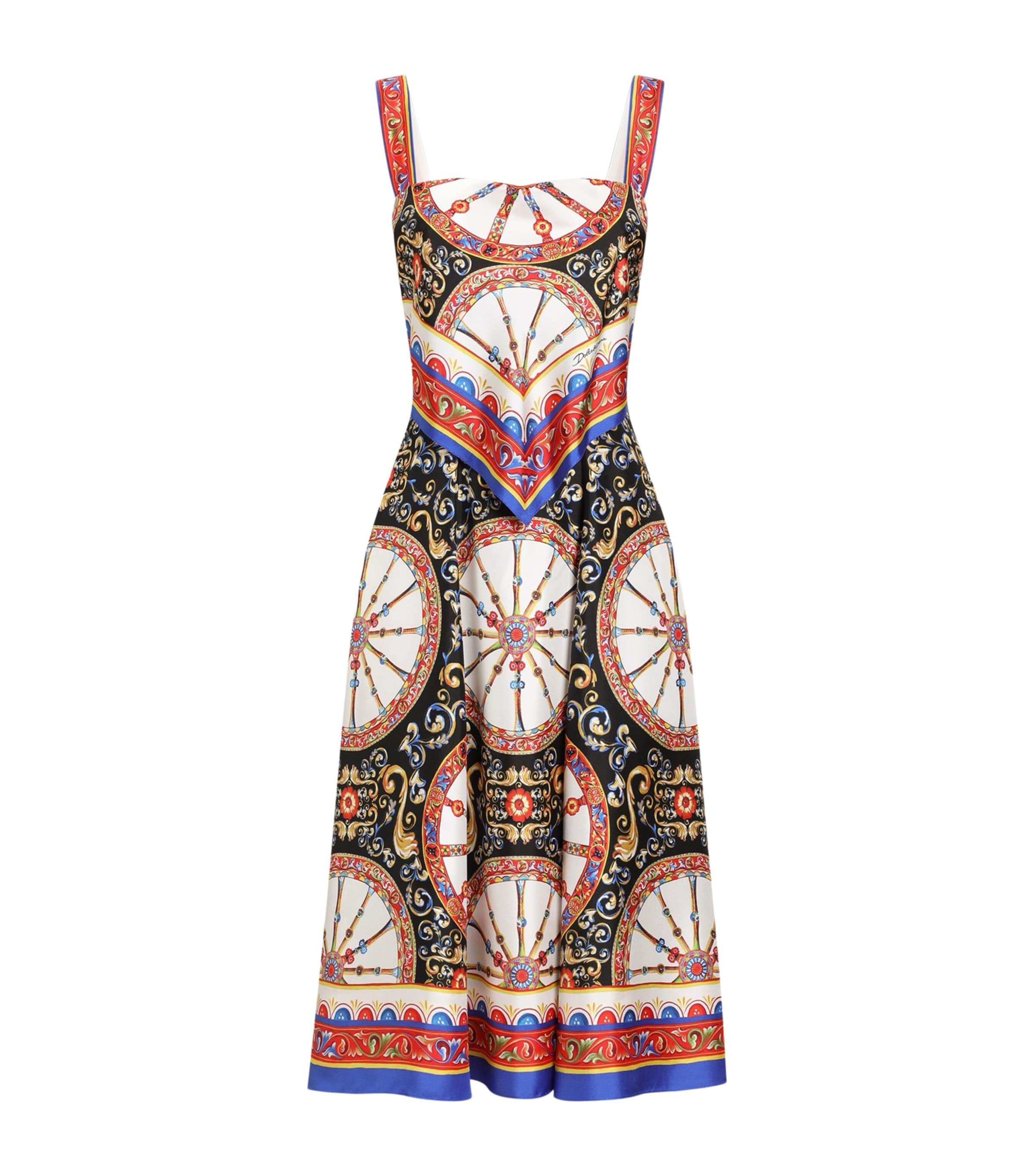 Dolce&Gabbana Womens Carretto Midi Dress Combined Colou