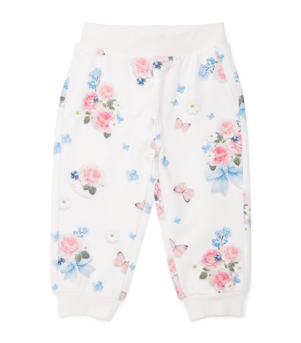 Monnalisa Floral and Butterfly Leggings (3 Months-3 Years) Optical White