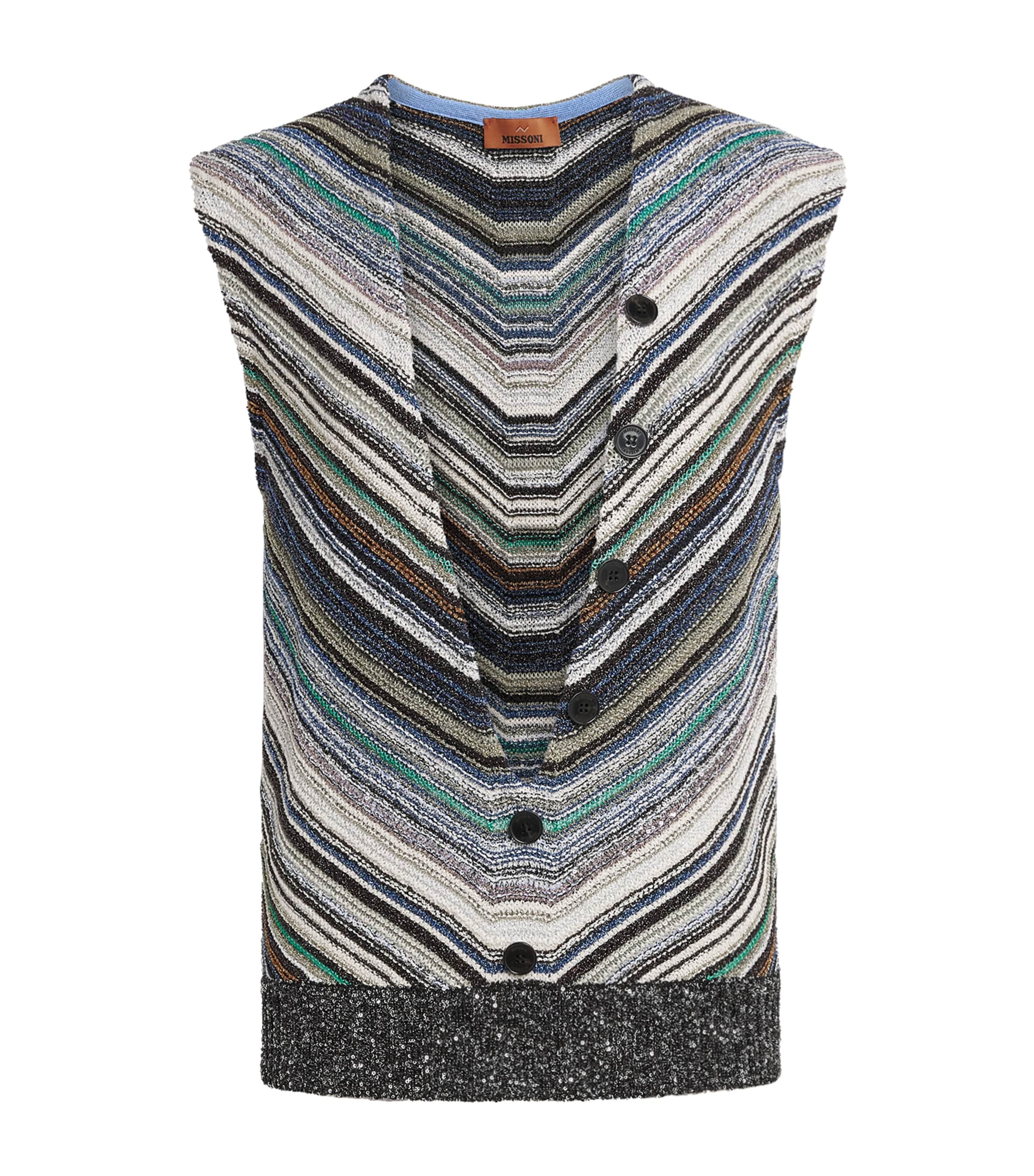 Missoni Womens Metallic Plunge-Neck Sweater Vest Mlti Cld Tones
