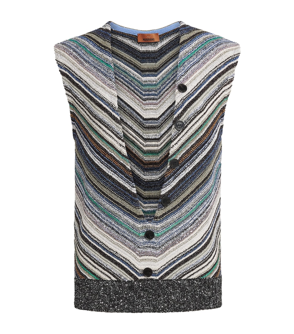 Missoni Womens Metallic Plunge-Neck Sweater Vest Mlti Cld Tones