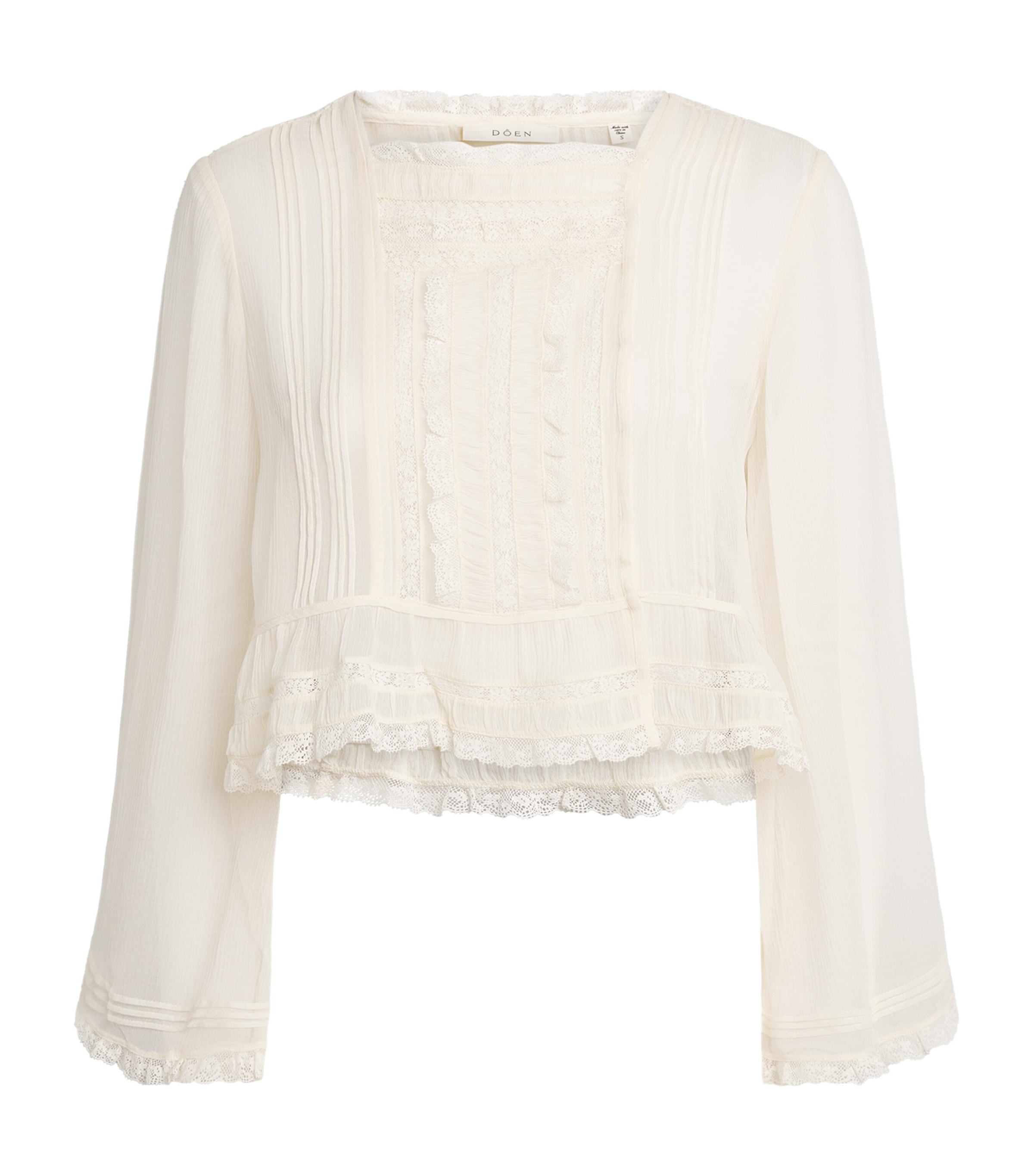 DÔEN Womens Silk Chiffon Elodine Blouse Sea Salt