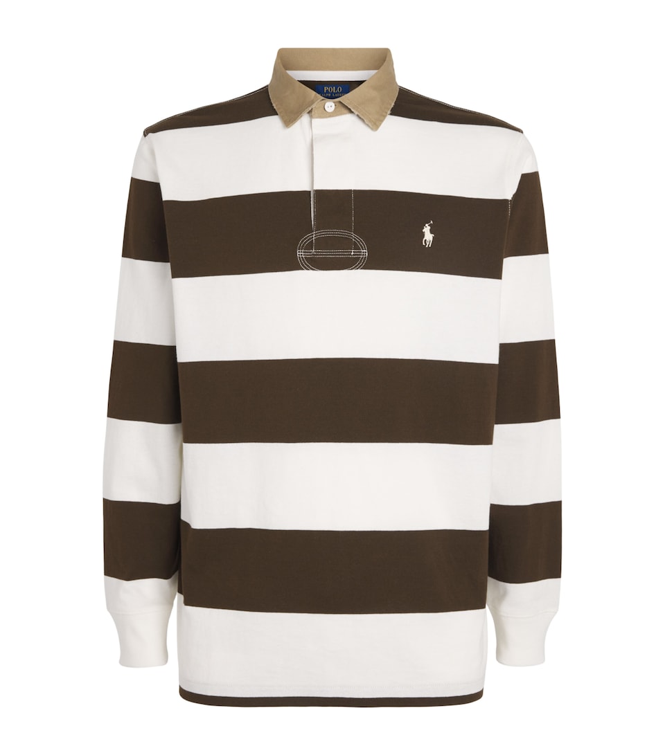 Cotton Stripe Polo Pony Rugby Shirt