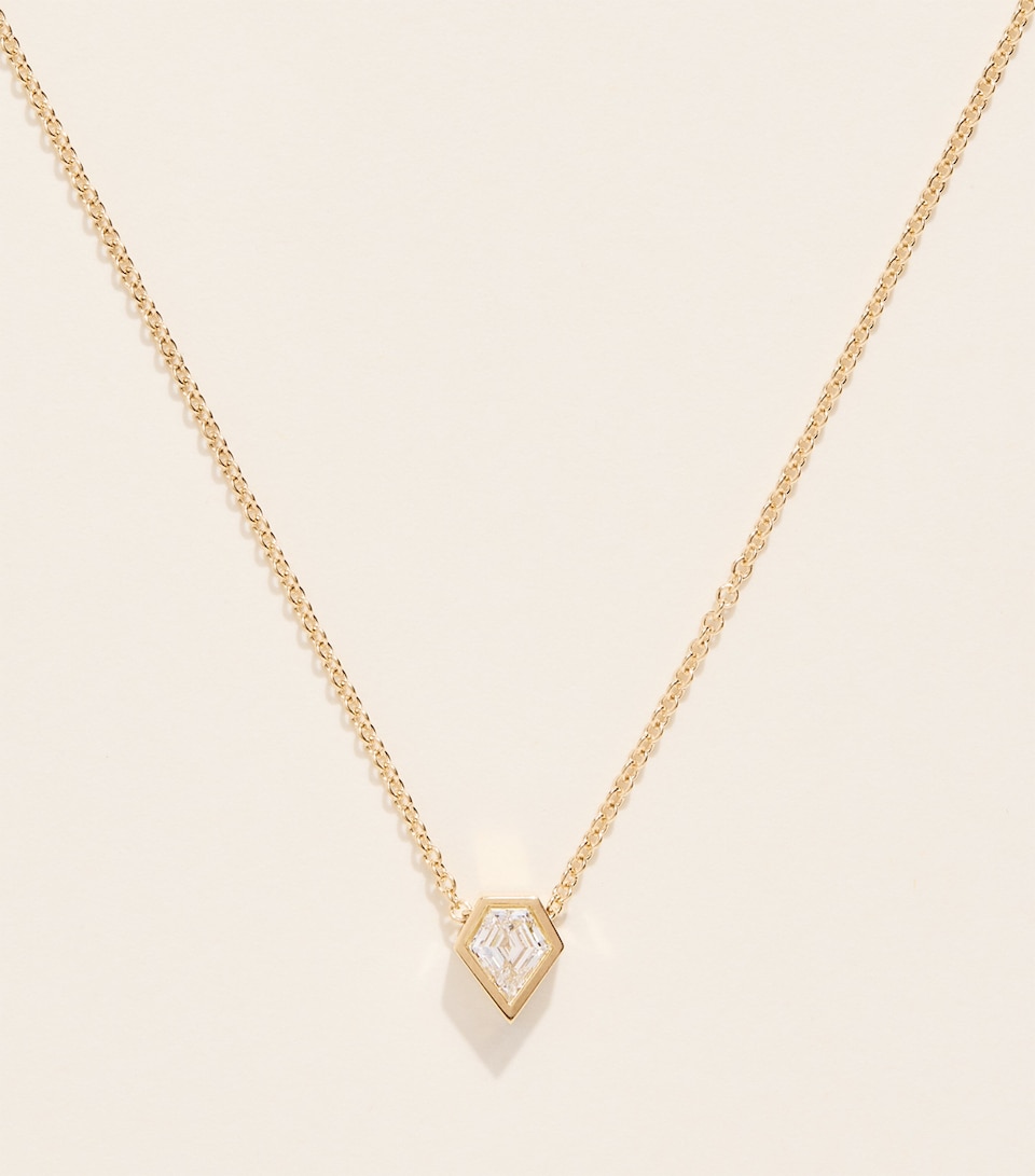Azlee Yellow Gold and Shield Diamond Trace Chain Necklace Yellow Gold