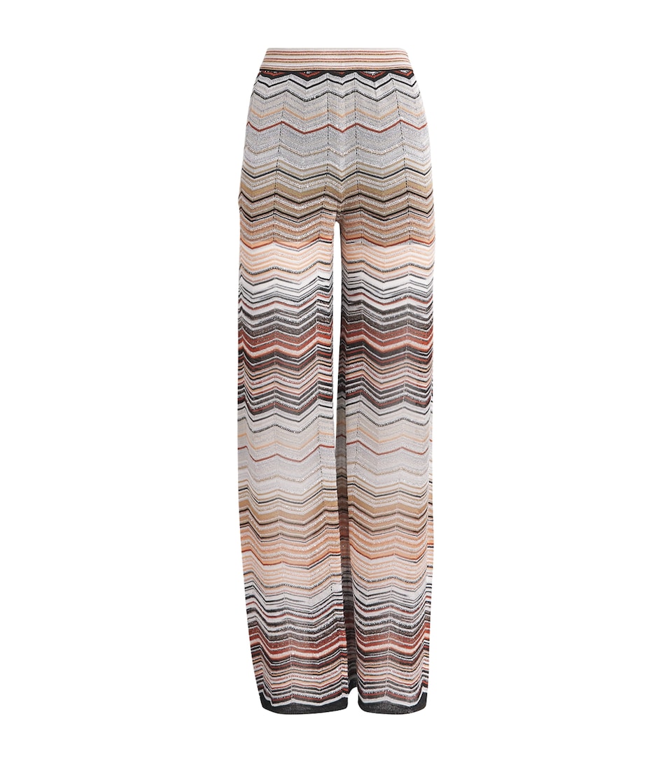 Sequinned Zigzag Wide-Leg Trousers