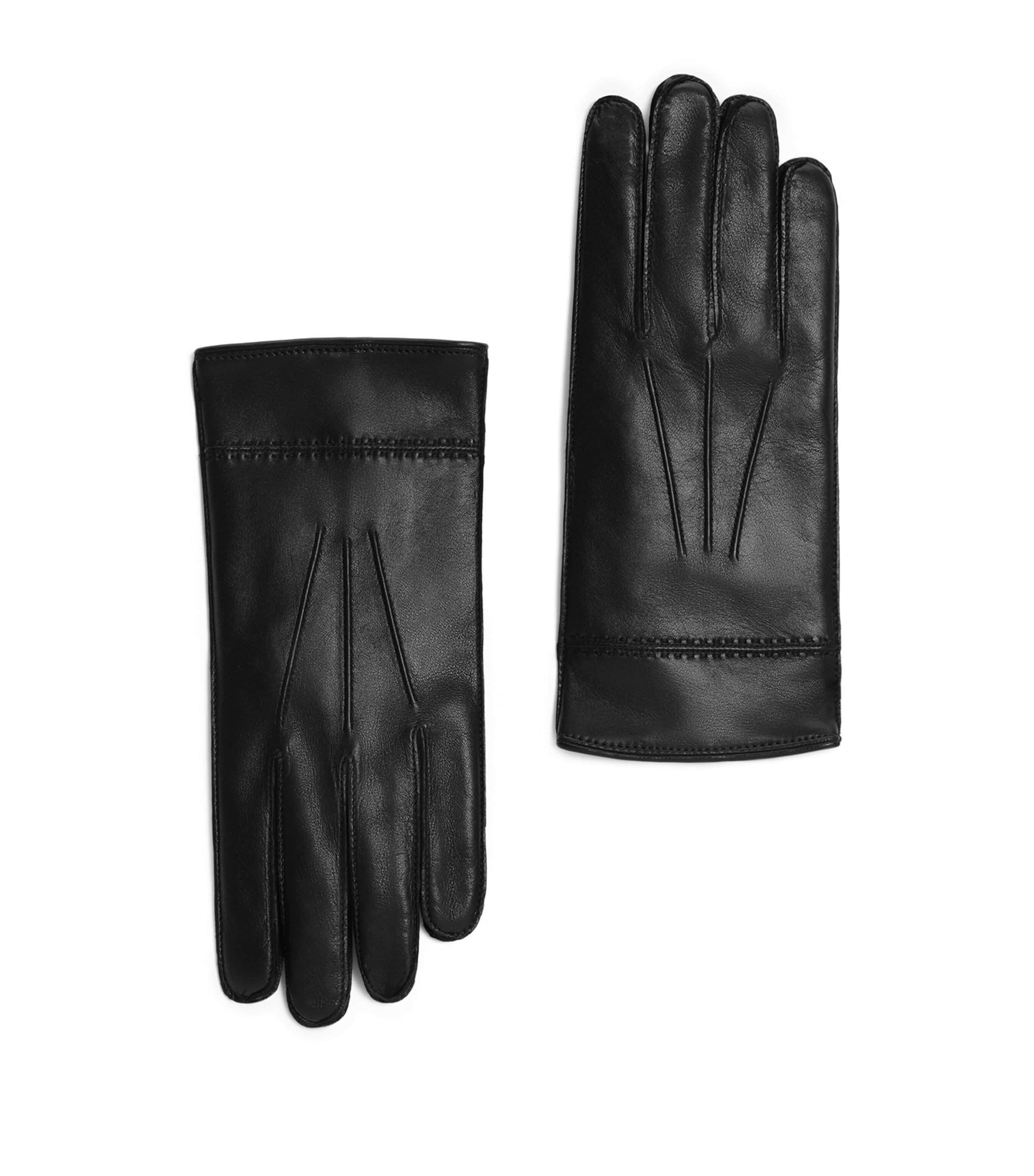 Dolce&Gabbana Leather Cashmere-Lined Gloves Black