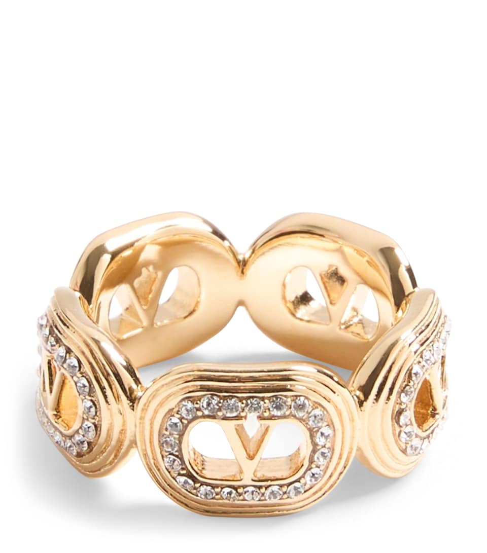 Valentino Garavani Embellished Ovalette VLogo Ring