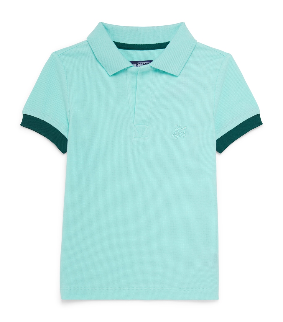 Vilebrequin Kids Organic Cotton Embroidered Polo Shirt (2-12 Years) Lagon