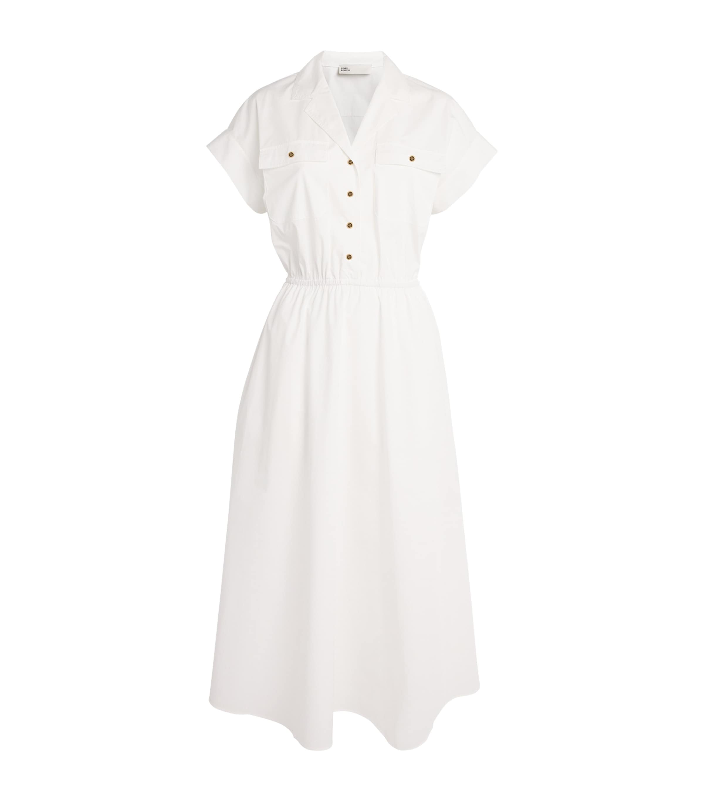 Tory Burch Womens Poplin Midi Shirt Dress White