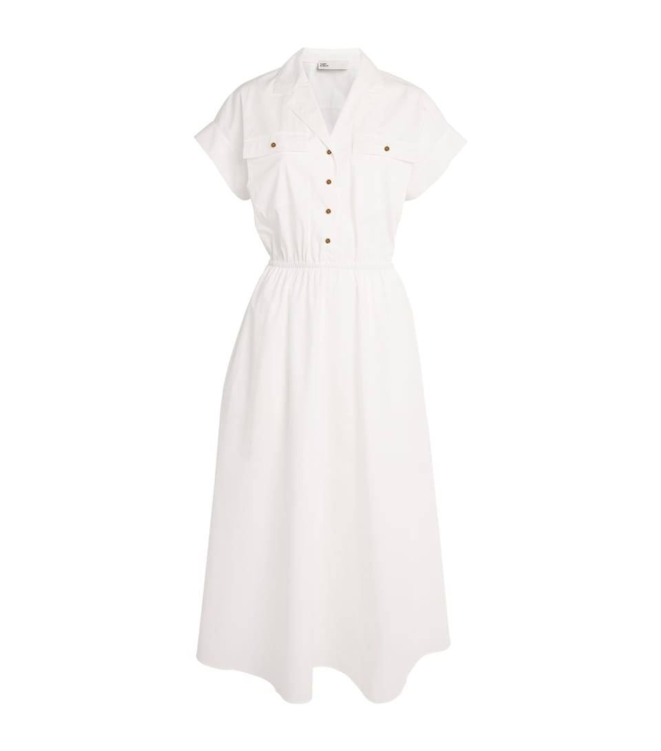 Tory Burch Womens Poplin Midi Shirt Dress White
