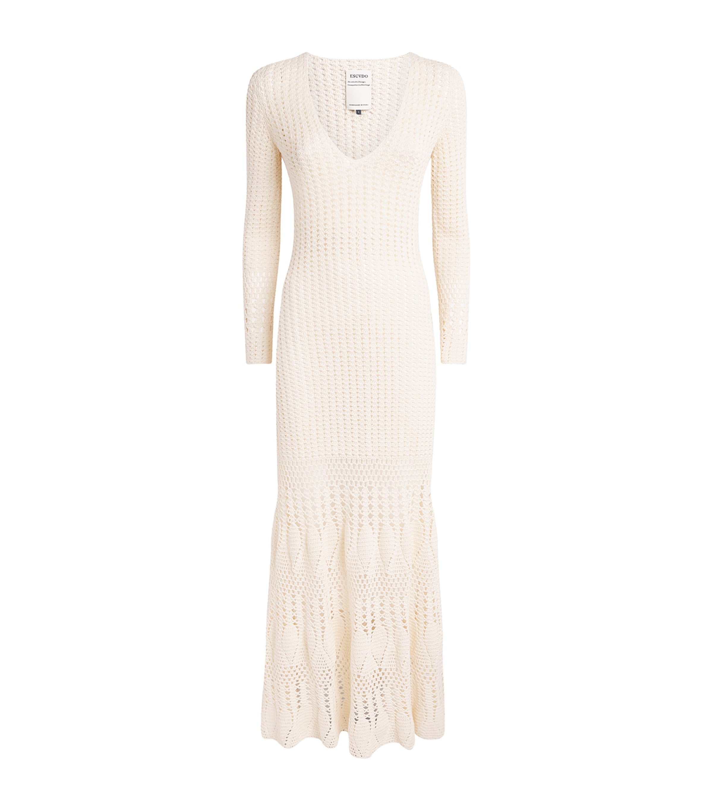 ESCVDO Womens Crochet Reflejo Midi Dress Ivory