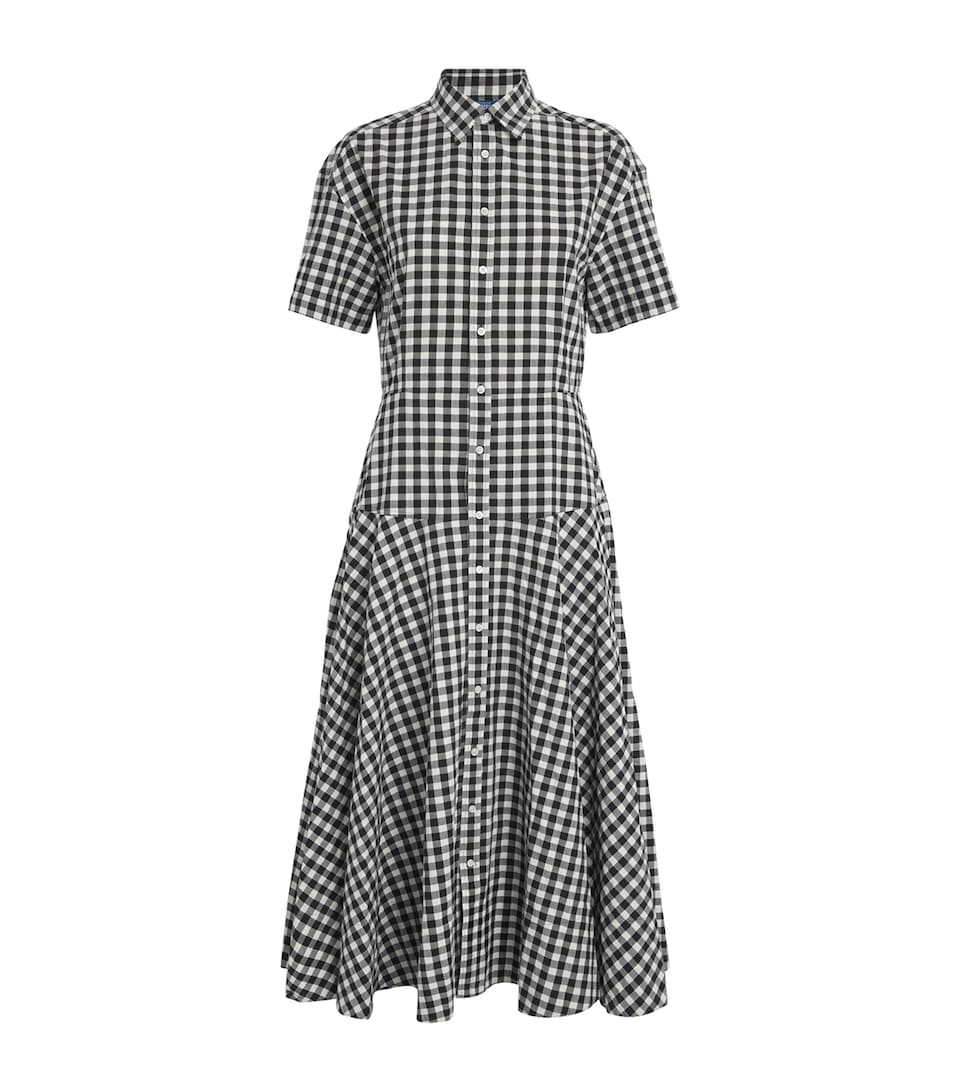 Cotton Check Midi Shirt Dress