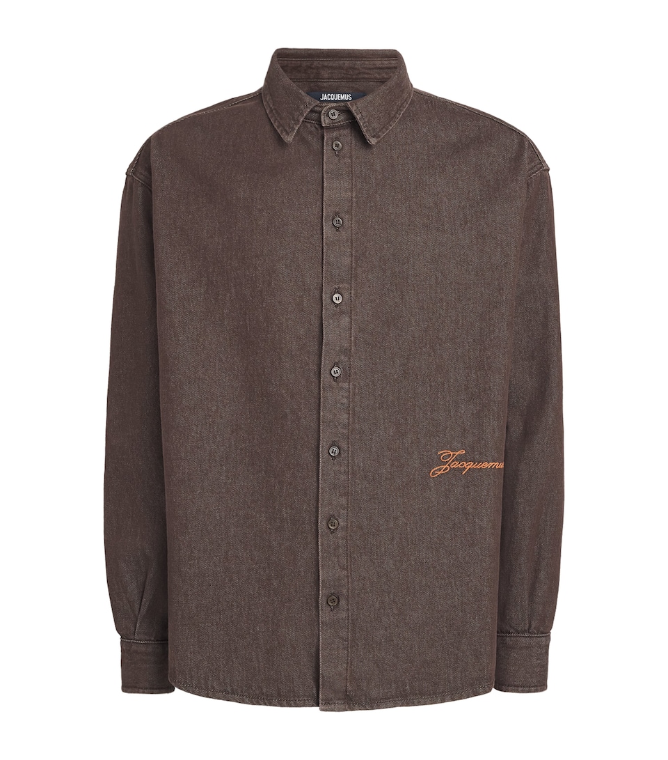 Jacquemus Mens Simon Denim Shirt Brown