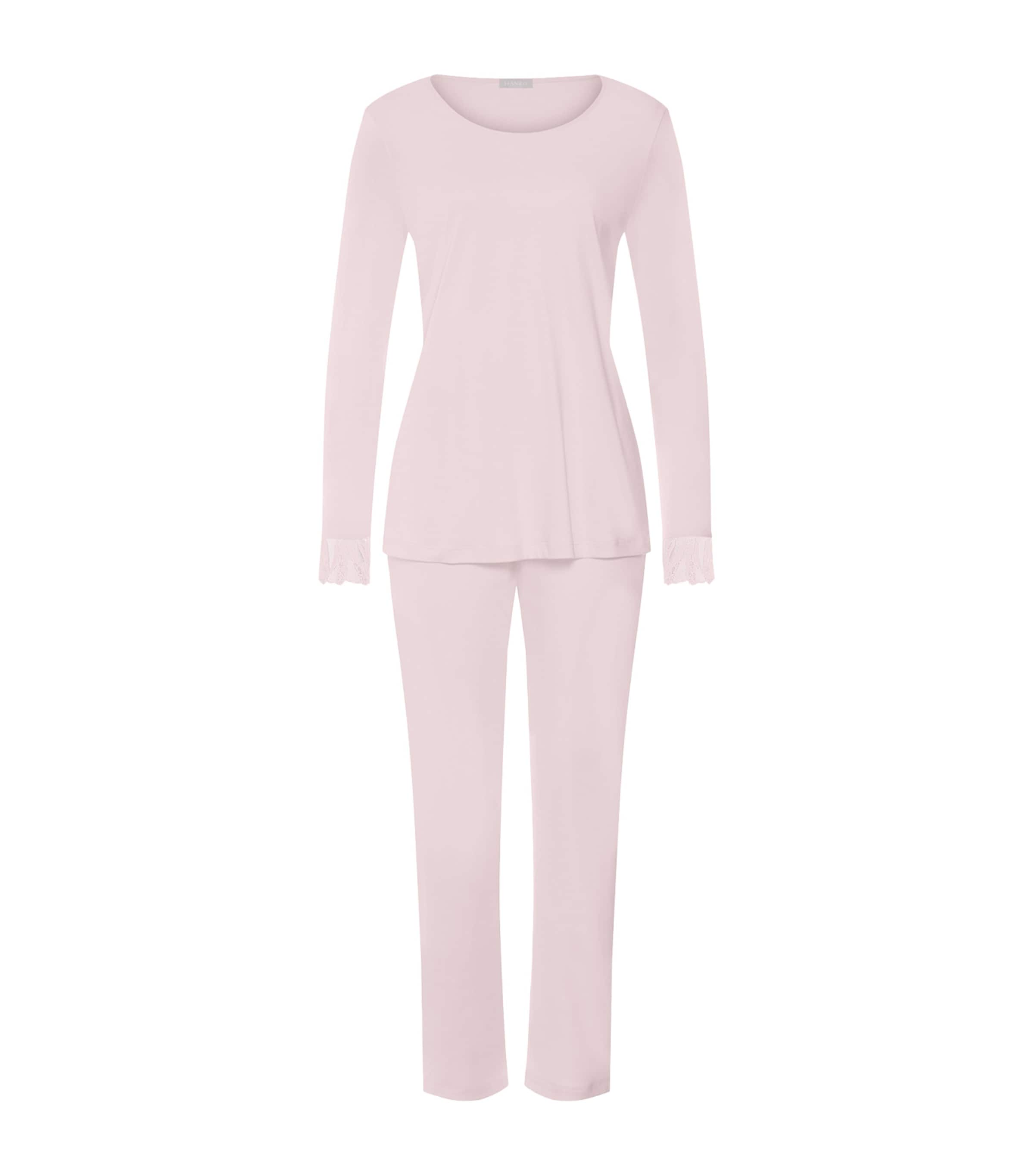 Hanro Womens Cotton Rosaria Long-Sleeve Pyjama Set Rose Bath